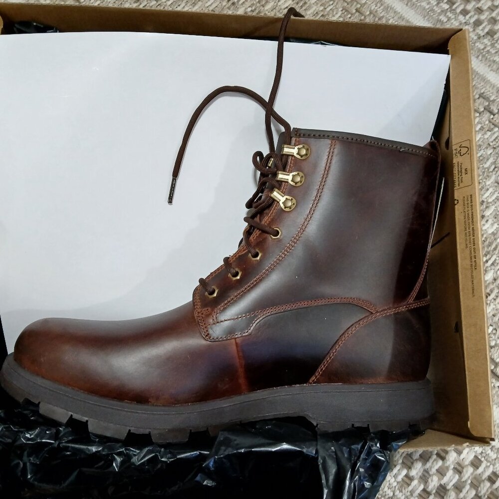 Ugg kirkson men's chestnut waterproof leather wool lined boots sz 12